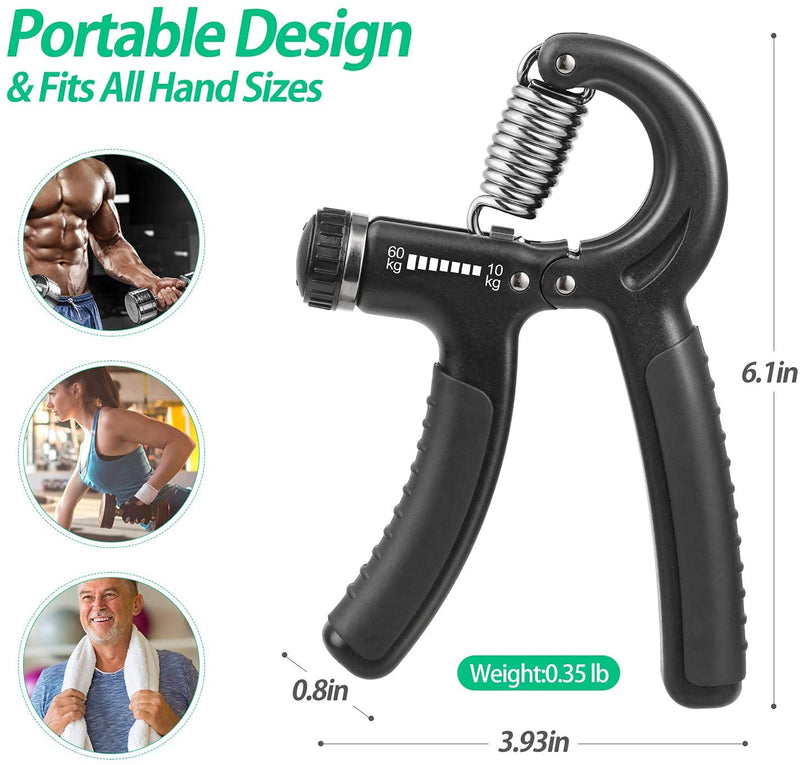 NIYIKOW 2 Pack Grip Strength Trainer, Hand Grip Strengthener, Adjustable Resistance 22-132Lbs (10-60kg), Non-Slip Gripper, Perfect for Musicians Athletes and Hand Rehabilitation Exercising Black - BeesActive Australia