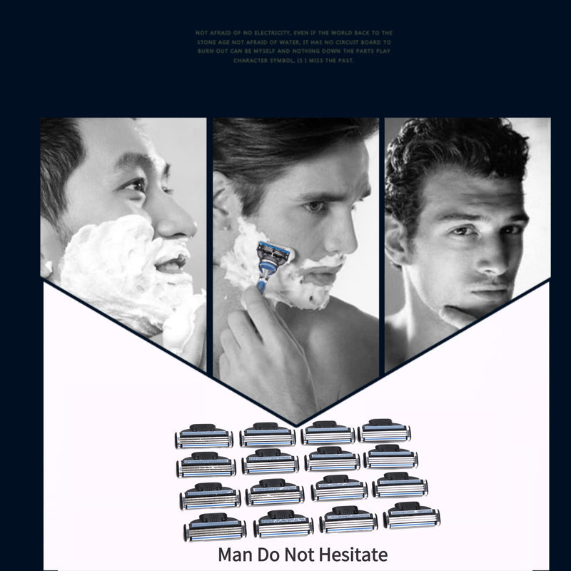 Razor Blade Refills, Manual Shaver Blade, Double Lubrication Strip 16Pcs 3 Layered Professional for Men Home Salon Shop - BeesActive Australia