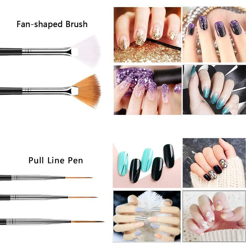 JOYJULY 20pcs Nail Art Design Tools, 15pcs Painting Brushes Set with 5pcs Dotting Pens, BLACK … Black Brushes with Dotting Pens - BeesActive Australia