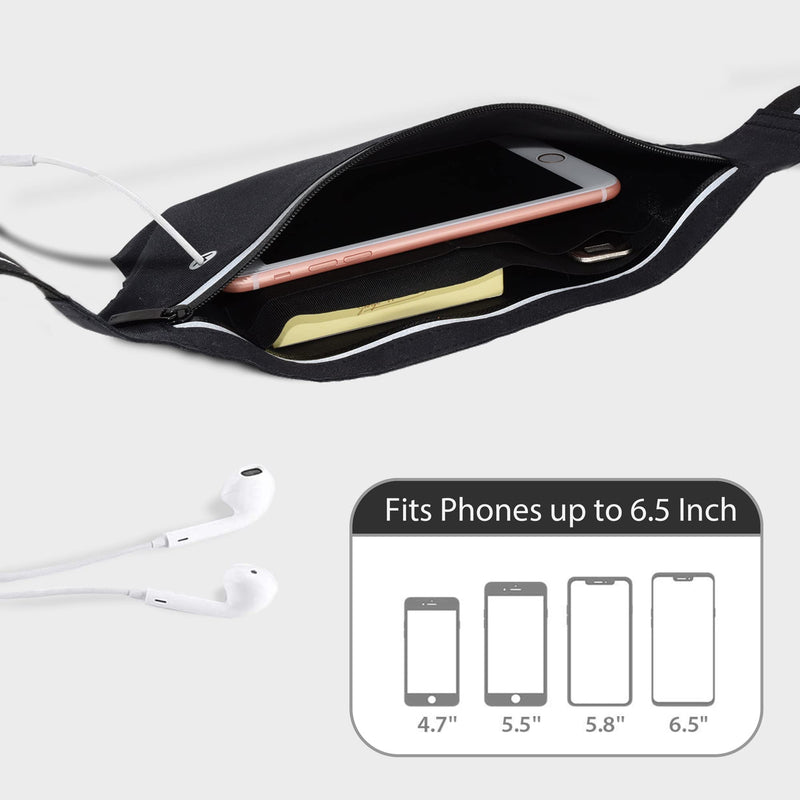 Ultra Slim Running Belt Fanny Pack, Water Resistant Fashion Sports Waist Bag, Reflective Adjustable Elastic Belt, Holds Phones up to 6.7inch, Men Women Indoor Outdoor Sports Workouts Gym Exercises - BeesActive Australia