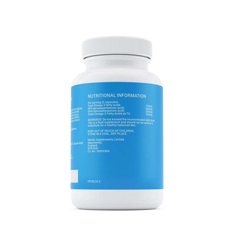 Nordic Supplements High Strength Pharmaceutical Grade Omega 3 Fish Oil Capsules, 1000 mg, Pot of 60 Capsules 60 Count (Pack of 1) - BeesActive Australia