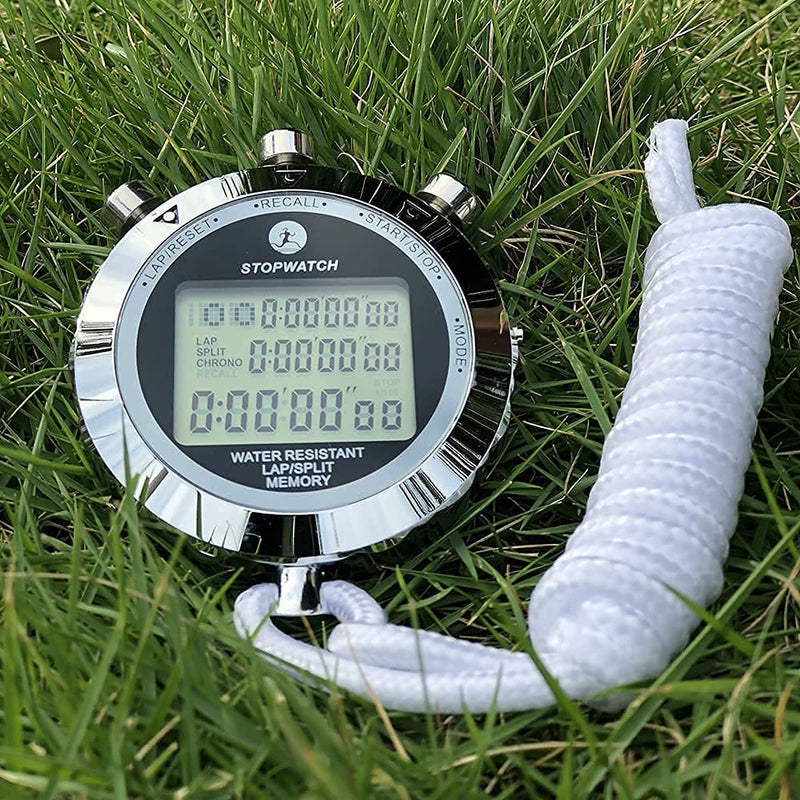 JUNSD Digital Stopwatch, Metal Stop Watch 10 Lap Memory Stopwatch Timer, Water Resistant Stopwatch for Sports, Competitions, Games - BeesActive Australia