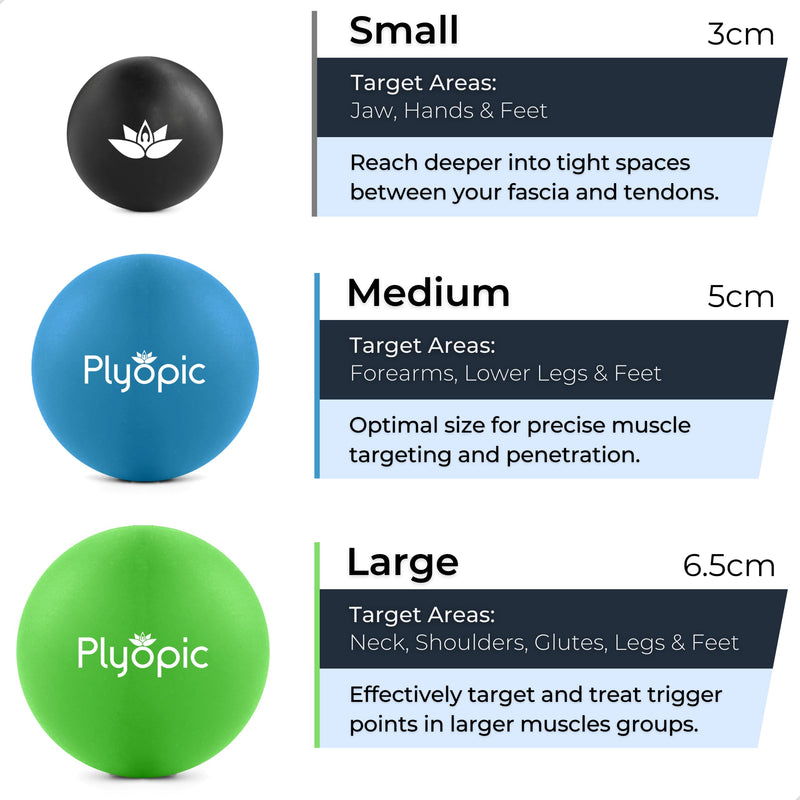 Plyopic Trigger Release Massage Ball Set � for Targeted Trigger Point Therapy, Deep Tissue Muscle Recovery, Myofascial, Foot Plantar Fasciitis Relief, Full Body Mobility - Back Neck Arms Hands Feet - BeesActive Australia