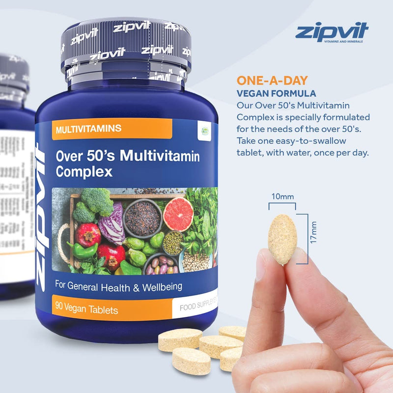 Over 50's Multi Vitamin Active Formula, 90 Tablets. 3 Months Supply. Vegetarian Society Approved. Aids General Health and Wellbeing. - BeesActive Australia