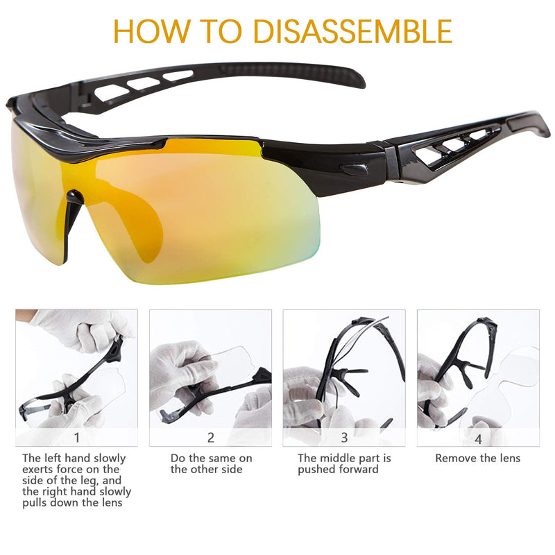 Auscoumer Cycling Glasses Sports Polarized Sunglasses for Men Women Running Baseball Fishing Golf Glasses Black - BeesActive Australia