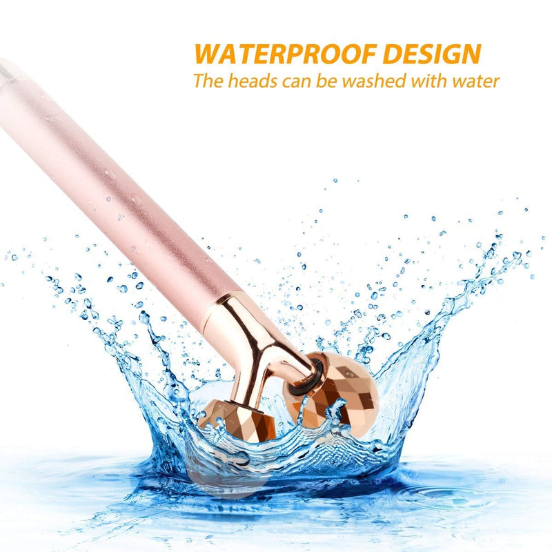 Electric Jade Roller Face Massager,3-in-1,100% Natural Rose Quartz Facial Roller Kit,Skin Care Beauty Roller Tool for Anti-Aging,Anti-Wrinkle,Skin Tightening,Chin Toning Roller,Oil Serum,Rose Gold - BeesActive Australia