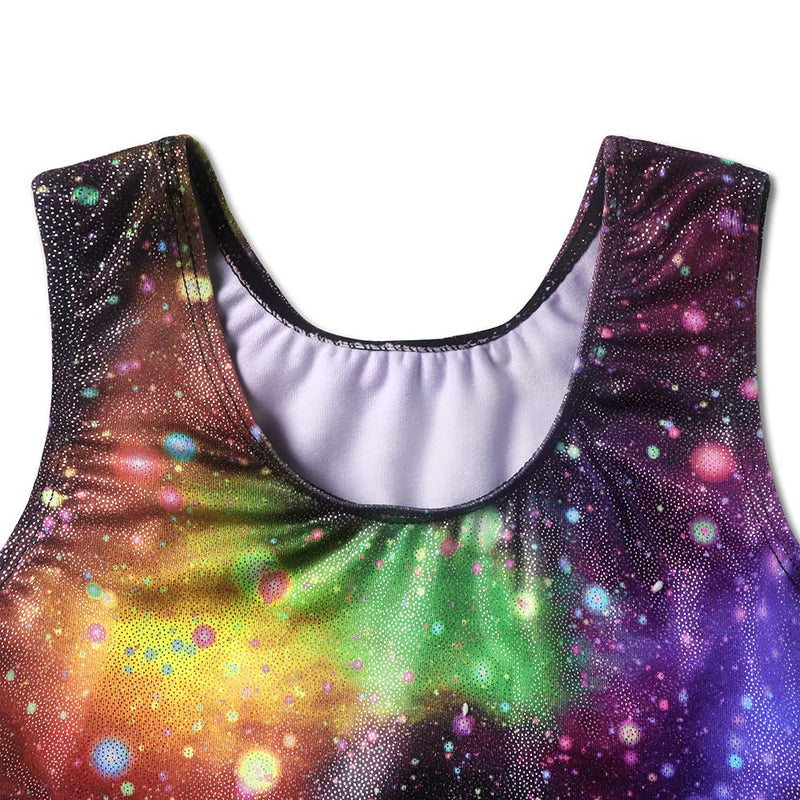 EQSJIU Gymnastics Leotards for Girls Kids Rainbow Mosaic Mermaid Butterfly Stars Leopard Galaxy Tie Dye Cosmos Leopard 1-2T Multicolored Galaxy - BeesActive Australia