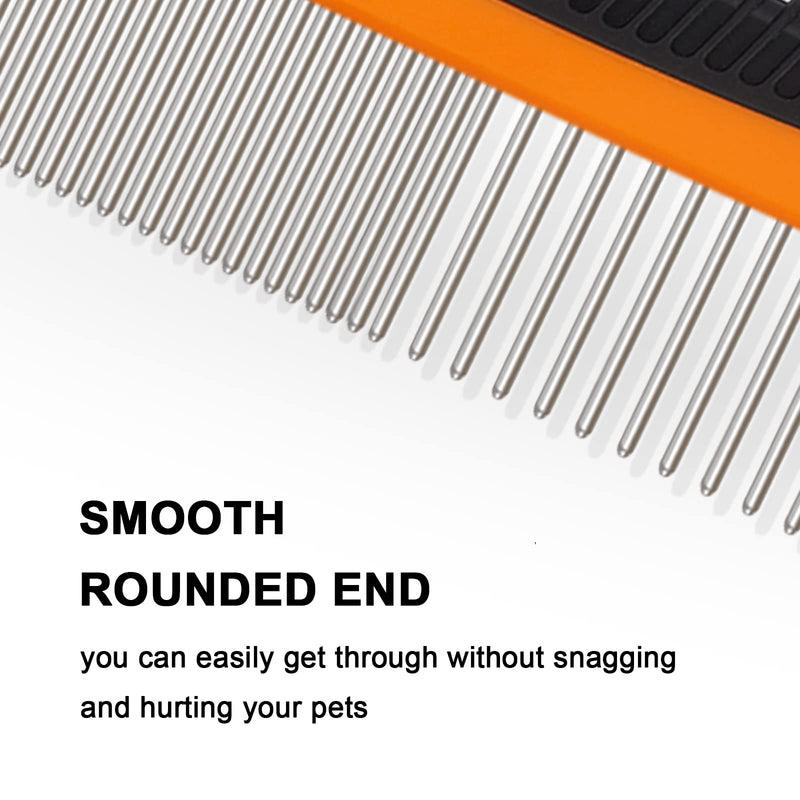 Cafhelp Metal Dog Comb, Cat Comb with Rounded and Smooth Ends Stainless Steel Teeth and Non-Slip Grip Handle, Professional Dog Grooming Tools for Removes Tangles and Knots, Greyhound Comb, Pet Comb for Long and Short Haired Dogs, Cats and Other Pets - BeesActive Australia