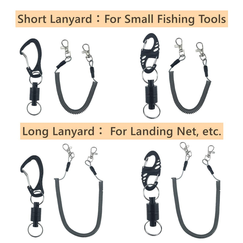 N++A Magnetic Net Release Magnet Clip Holder Retractor with Lanyard Carabiner for Fly Fishing Black/ D Carabiner - Short Lanyard: For Small Fishing Tools - BeesActive Australia