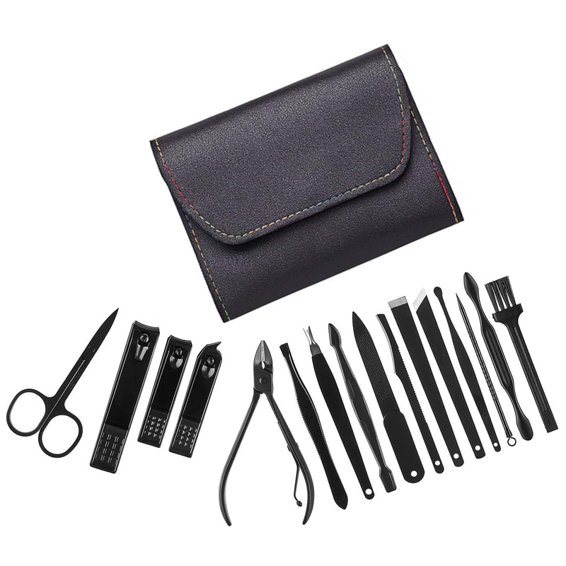 Nail Clippers 16 In 1 Manicure Kit Pedicure Tools with Toenail Clippers and Fingernail Clippers Professional Nail Kit for Pedicure & Manicure Black - BeesActive Australia