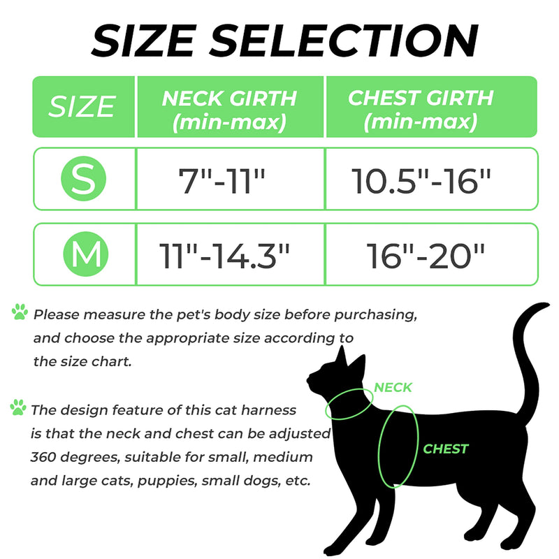 ALUZAEMO Cat Harness and Leash Set - Escape Proof Cat Vest Harness for Walking Travel Outdoor - Reflective Adjustable Soft Mesh Breathable Cat Body Harness for Small Medium Large Cat Medium (neck: 11"-14.3" chest: 16"-20") cyan-blue - BeesActive Australia
