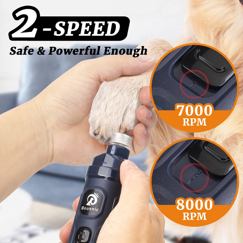 BOUSNIC Dog Nail Grinder and Clippers Kit - 2-Speed Quiet Pet Nail Trimmer Safe Powerful Electric Dog Nail File Toenail Grinder for Puppy Small Medium Large Breed Dogs & Cats - BeesActive Australia
