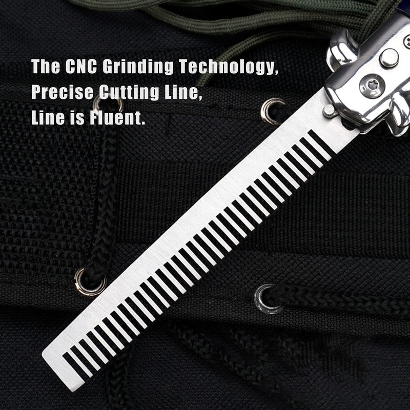 Foldable Pocket Comb, Stainless Steel Switchblade Comb Spring Jump Brush Switchblade Spring Pocket Oil Hair Comb Oil Hair Comb for Scalp Hair or Beard (Black) Black - BeesActive Australia