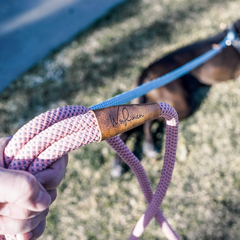 Wooflinen Ultra Reflective Premium Dog Slip Leash Made from Mountain Climbing Rope - Great for Training and The Strongest Pullers 6 Foot Pink Marshmallow - BeesActive Australia