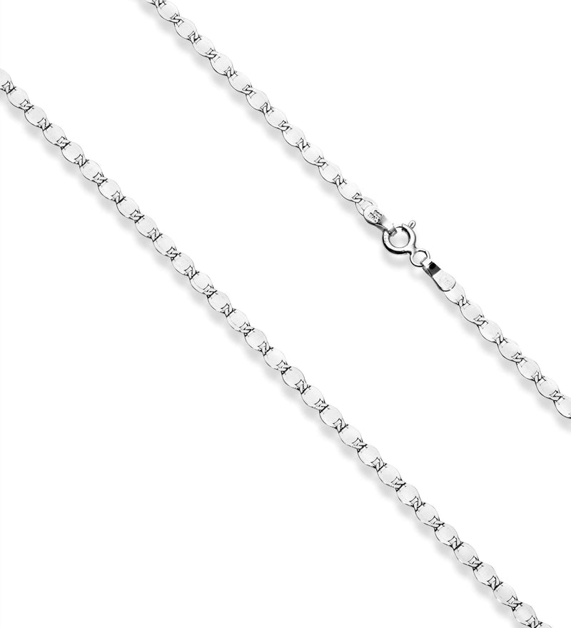 Miabella 925 Sterling Silver Italian Sparkle Mirror Link Chain Necklace for Women Teen Girls, Made in Italy Length 26 Inches - BeesActive Australia