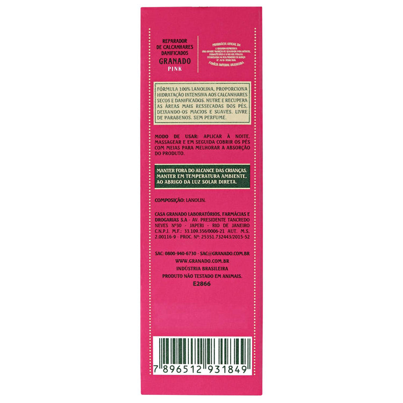 Linha Pink Granado - Reparador de Calcanhares Danificados 20 Gr - (Granado Pink Collection - Heel Repair Net 0.7 Oz) - BeesActive Australia