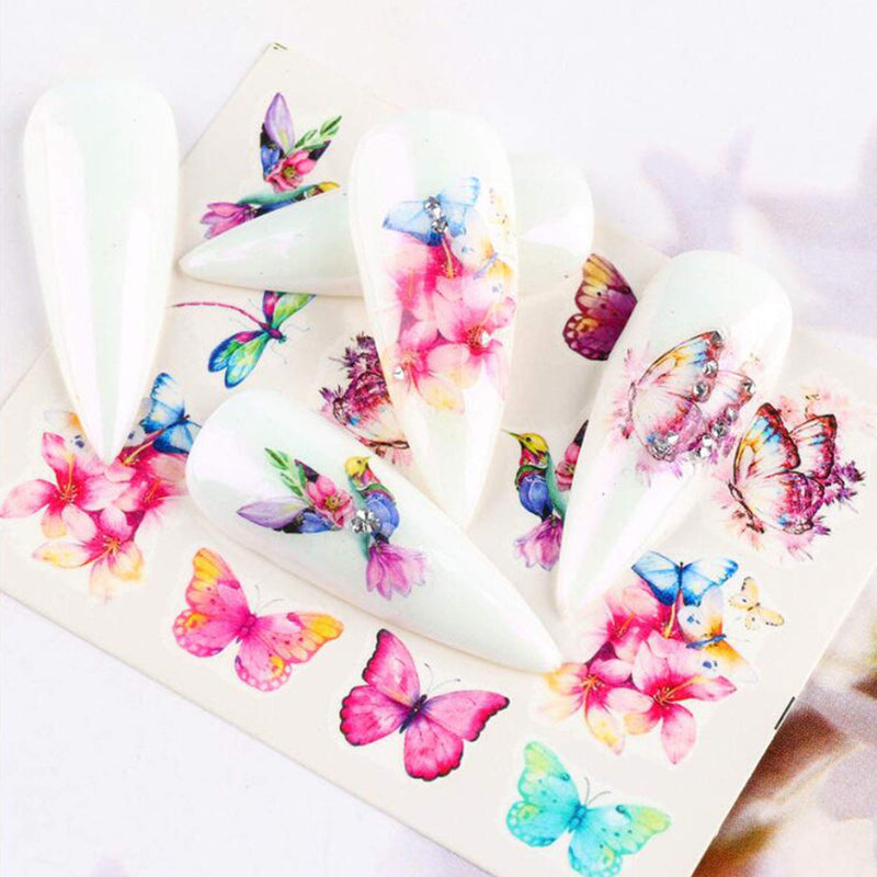 ZZIYEETTM DIY Nail Stickers Water Transfer Nail Art Decals Flowers Fruit Butterfly Designs Fingernail Decorations Supplies (Flower-18pcs) Flower-18pcs - BeesActive Australia