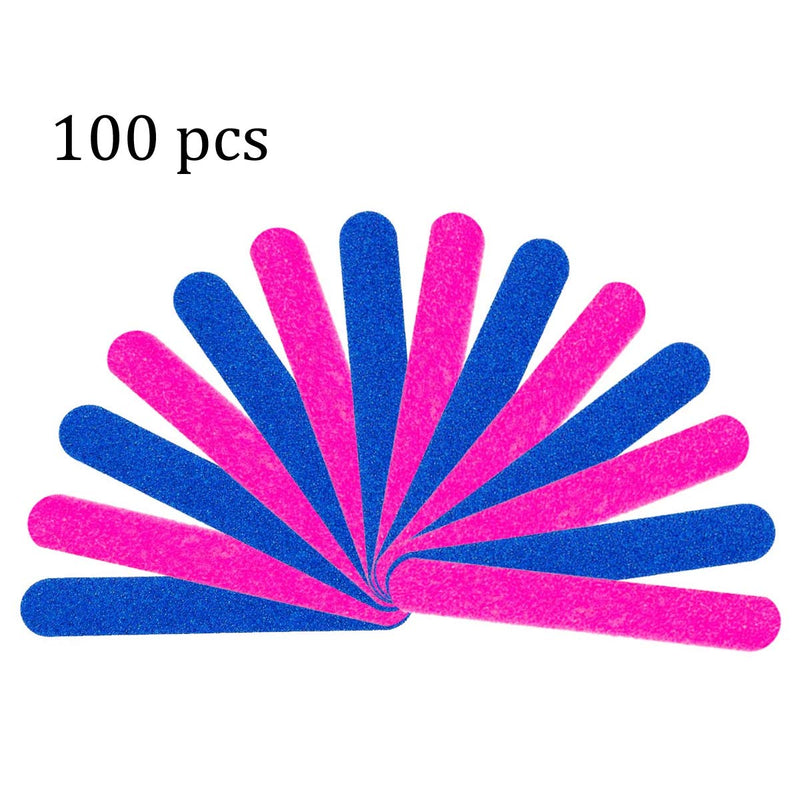 Winstonia 100 Pcs Mini Nail Files Bundle - Double Sided Buffer Disposable Hygiene Manicure Pedicure Tool (100pcs Pink) 100pcs Pink - BeesActive Australia