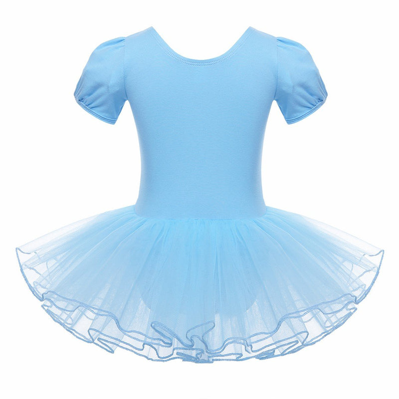 [AUSTRALIA] - iiniim Kids Girls Short Sleeves Bowknots Mesh Ballet Dance Tutu Dress Gymnastics Leotard 8 Sky Blue 