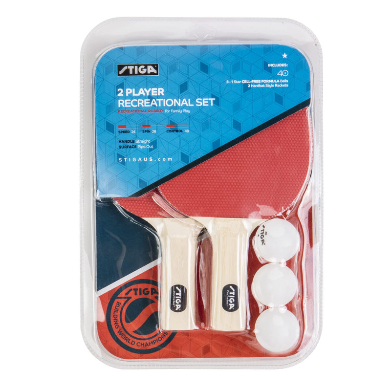 STIGA Classic 2 Player Ping Pong Set - 2 Table Tennis Rackets, 3 - 1 Star White Balls Included - BeesActive Australia