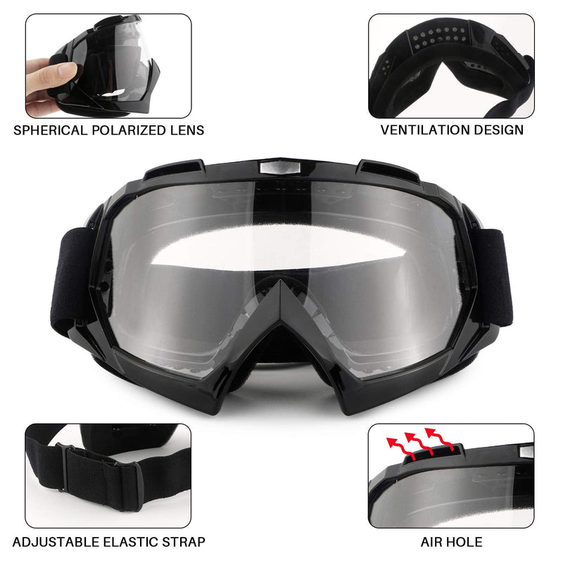 Motorcycle Goggles ATV Dirt Bike Anti Scratch Motocross UV400 Protect Bendable Eyewear Off Road Dust proof Anti Fog Riding Goggles with Adjustable Strap &Color Lens for Adult Youth Black - BeesActive Australia