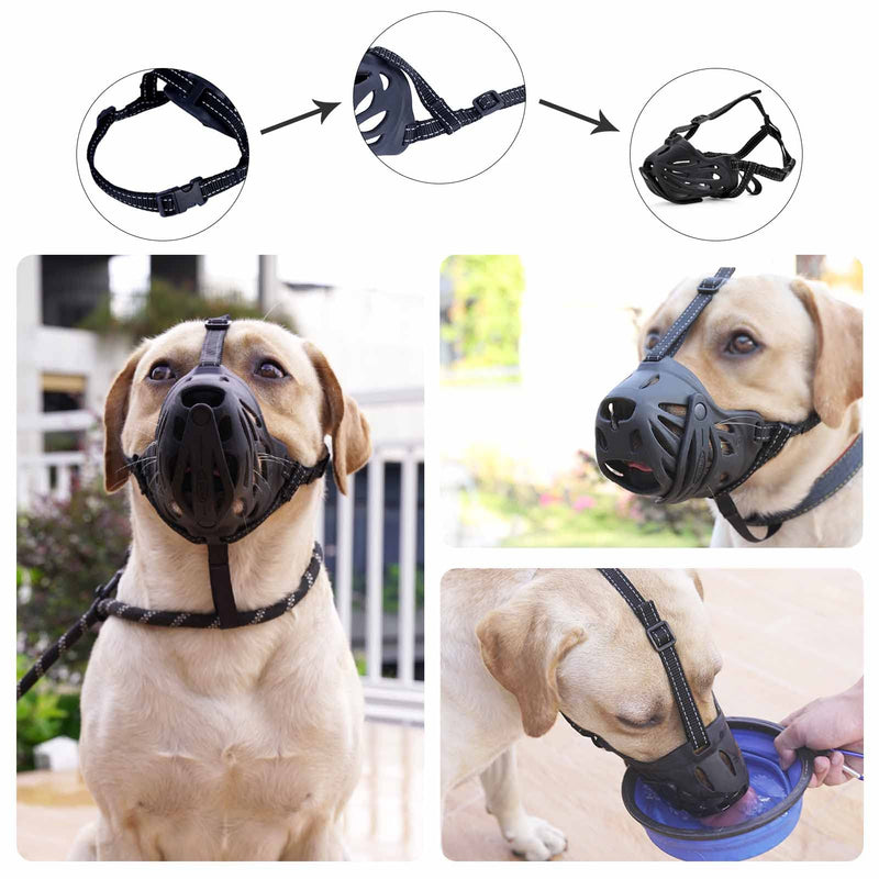 JIPIMON Dog Muzzle Prevents Biting Barking Chewing Breathable Drinkable Adjustable Basket Muzzle for Aggressive Small Medium Large Dogs 6 -Labrador - BeesActive Australia