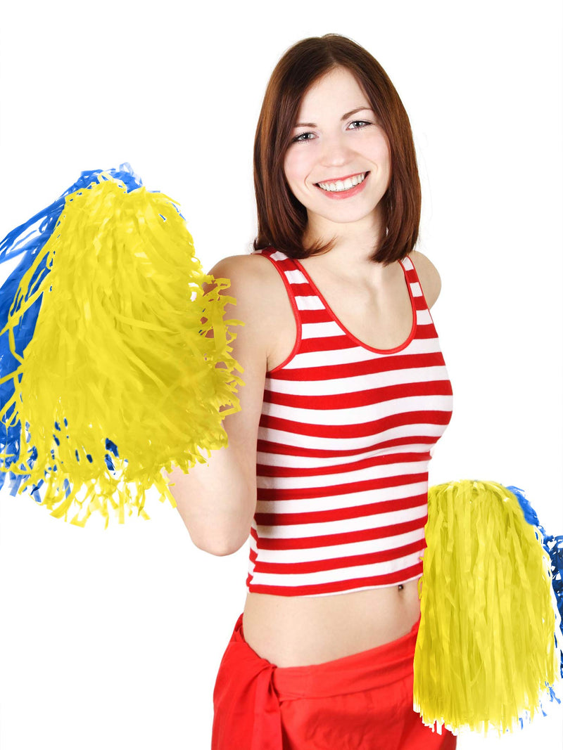 [AUSTRALIA] - Pangda 12 Pack Cheerleading Pom Poms Sports Dance Cheer Plastic Pom Pom for Sports Team Spirit Cheering Blue and Yellow 