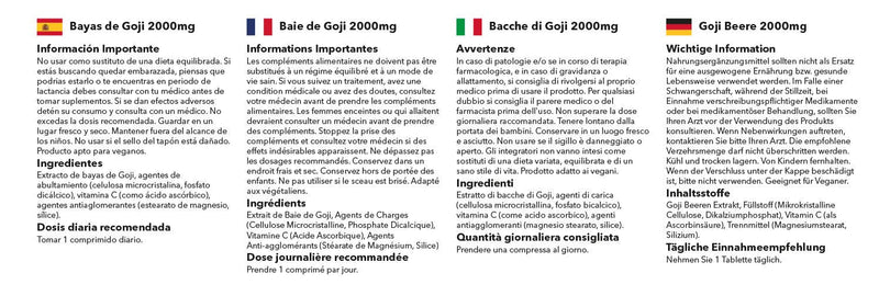 Goji Berry Extract 2000mg | 2X 180 Tablets | Super Strength | Vegan & Vegetarian Friendly | Manufactured in The UK - BeesActive Australia