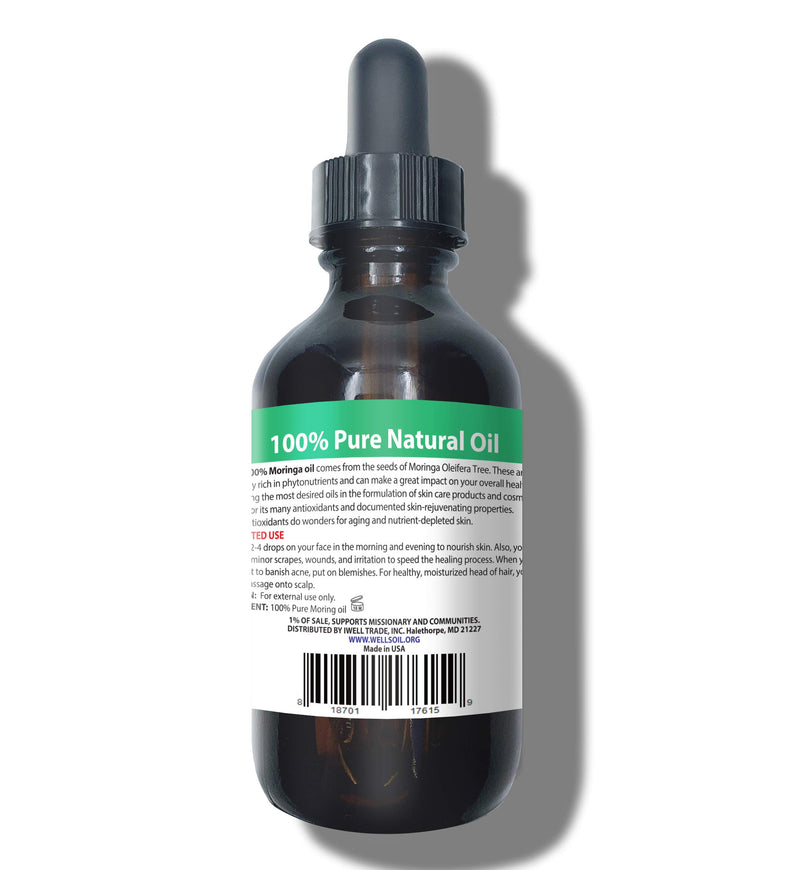 Well's 100% Pure Moringa Oil 2oz / Anti-Aging/Anti-Acne/Anti-Dadruff - BeesActive Australia