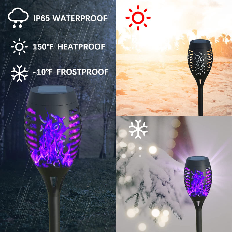 AOUNQ Solar Lights Outdoor Waterperoof Purple,?2022 Upgraded ?Outdoor Solar Torch Lights with Flickering Flame, 4 Pack Mini Solar Outdoor Lights for Garden Yard Patio Pathway Decoration - Auto On/Off Pink-4Pack - BeesActive Australia