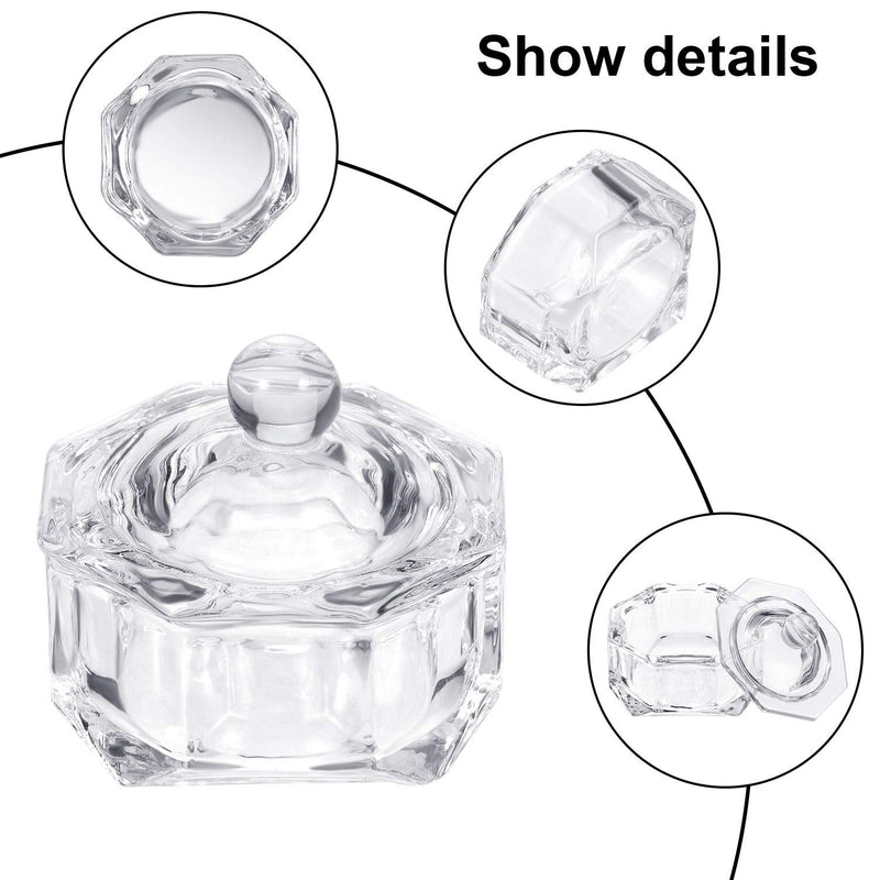 4 Pack Glass Nail Dappen Dish with Lid, Clear Nail Art Acrylic Liquid Powder Dappen Dish Bowl Glass Crystal Cup Glassware - BeesActive Australia