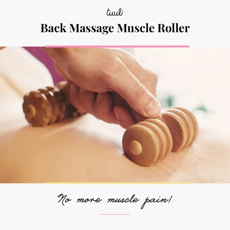 Tuuli Accessories Massage Muscle Roller Tool Massager for Back Neck Shoulder Arms Legs Body Wooden 18 x 7 x 6 cm - BeesActive Australia