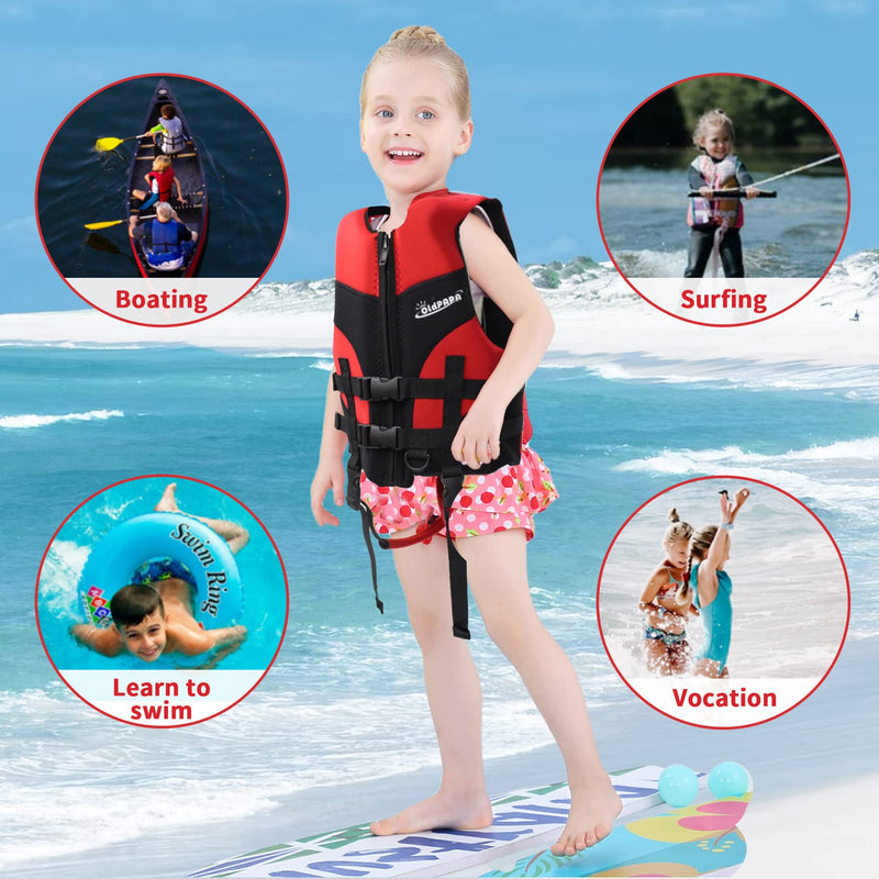 Kid Swim Vest, Toddler Swim Jacket for Children Learn Swimming Training, Neoprene Floation Vest Boys Girls Swimsuit Medium red - BeesActive Australia