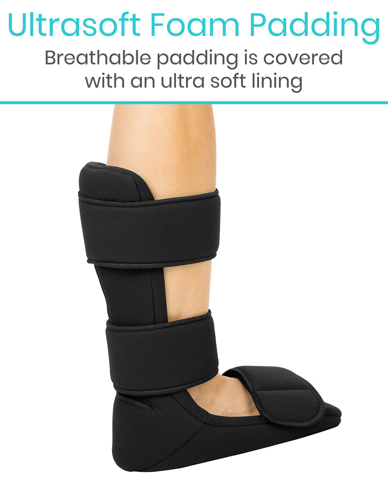 Vive Plantar Fasciitis Night Splint Plus Trigger Point Spike Ball - Soft Leg Brace Support, Orthopedic Sleeping Immobilizer Stretch Boot - Heel Spur, Foot Pain, Achilles Inflammation, Soreness Relief Black Small - BeesActive Australia
