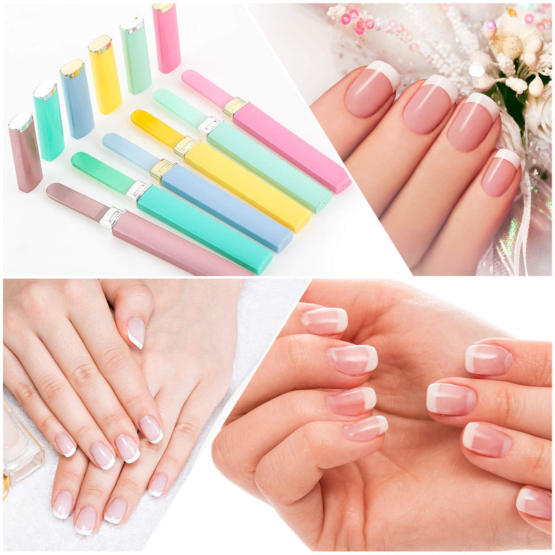 6 Pack Glass Nail Files with Case Crystal Glass Fingernail Files Double Sided Glass Nail File Mixed Color Manicure Set for Gentle Nail Care (Green, Blue, Yellow, Light Green, Green, Pink, Purple) - BeesActive Australia