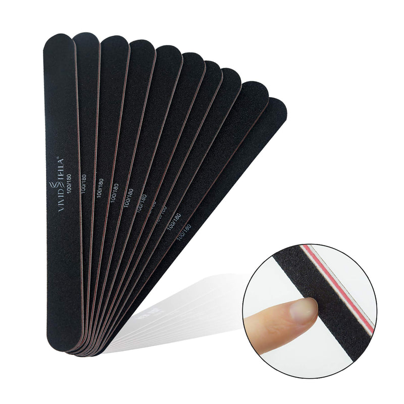 Nail Files Black Straight Nail file Double Sided VIVID STELLA Emery Board SOLD BY VIVI NAIL - BeesActive Australia