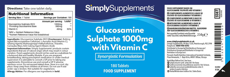 Glucosamine 1000mg with Vitamin C | Premium-Grade Glucosamine | 180+180 (360) Tablets | Manufactured in The UK - BeesActive Australia