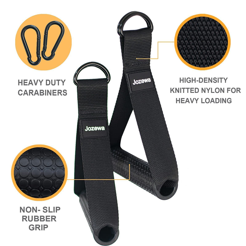 Resistance Band Handles for Cable Machine, Replacement Heavy Duty Exercise Rubber Grips with Durable Carabiners for Home Gym Fitness, Pull Up Bands, Pulley LAT Pull Down System Black - BeesActive Australia