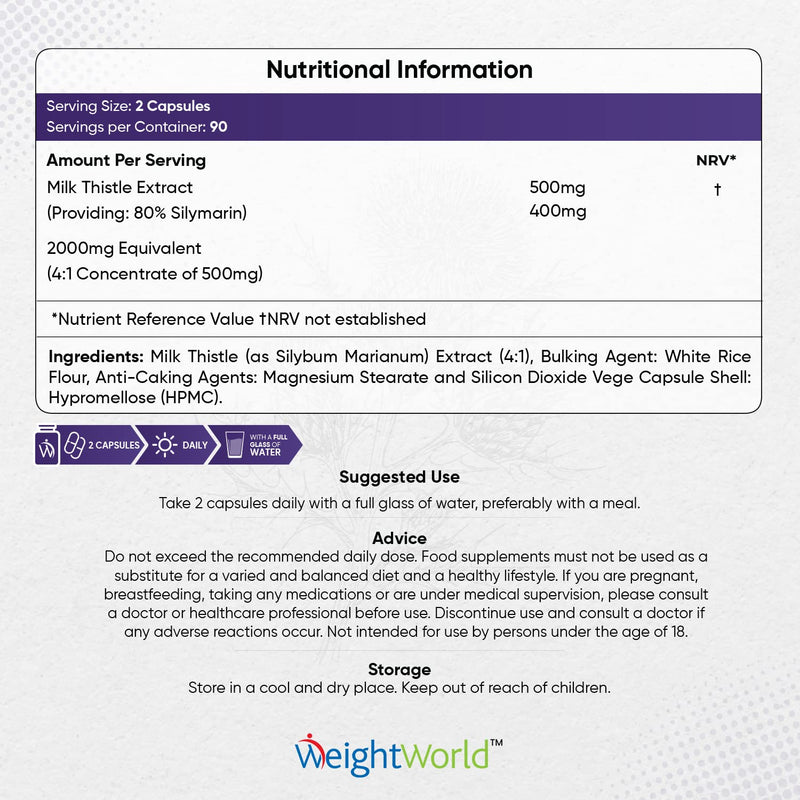 Milk Thistle Capsules - 180 Vegan Capsules - 3 Months Supply - High Strength Milk Thistle (Providing: 80% Silymarin) - Odour & Aftertaste Free Unlike Milk Thistle Tablets - Made in The UK - BeesActive Australia