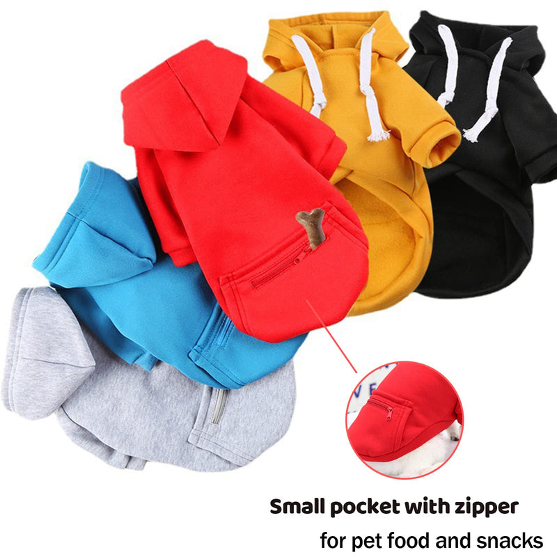 PETCARE Pet Dog Hoodie Sweater Warm Soft Fleece Sweatshirts with Pocket Fall Winter Puppy Cat Sweaters Clothes for Small Dogs Cats Chihuahua Yorkies French Bulldog Outfits M(Fit 4-6 lbs) grey - BeesActive Australia