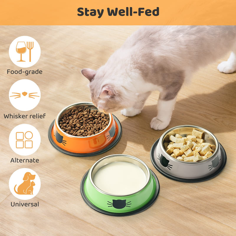 Legendog 3PCS Pet Bowl Stainless Steel Non-Skid Base Dog Bowl Cat Bowl with 2 Food Scoop Multicolor - BeesActive Australia