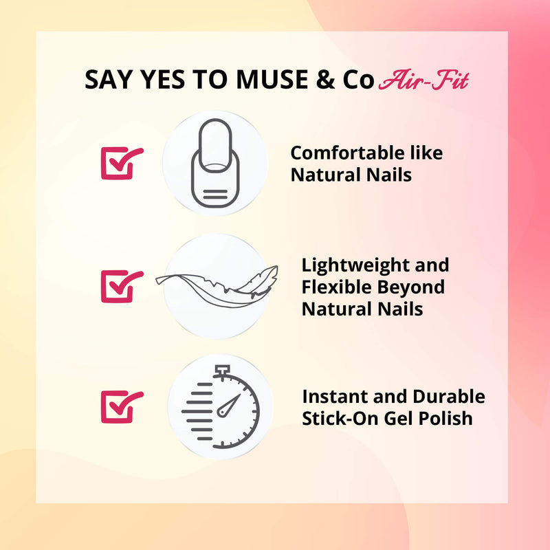 Muse&Co Stick-On Gel 24 Nails, Fun Way Nails Set (3 packs) - BeesActive Australia