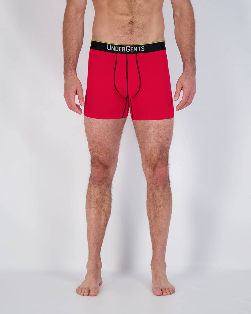 UnderGents Men's Boxer Brief Underwear. 4.5" Leg & Flyless Pouch for CloudSoft Cooling Comfort Not Compression Large Red - BeesActive Australia