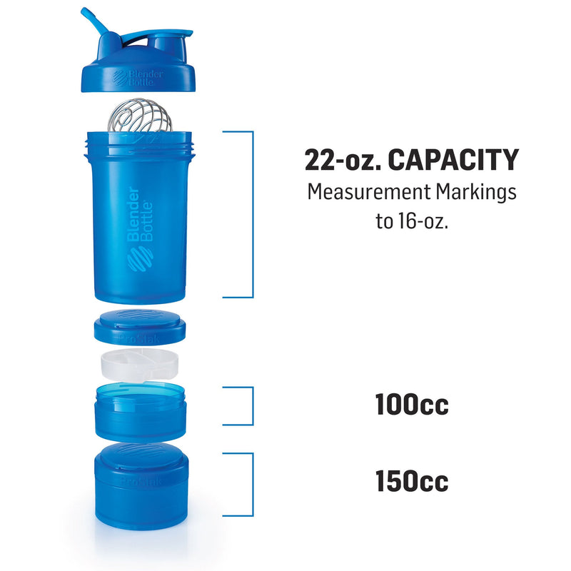 Blender Bottle ProStak - 22oz Protein Shaker Cup Water Bottle incl 150cc and 100cc Jar,Black,650 ml Black - BeesActive Australia