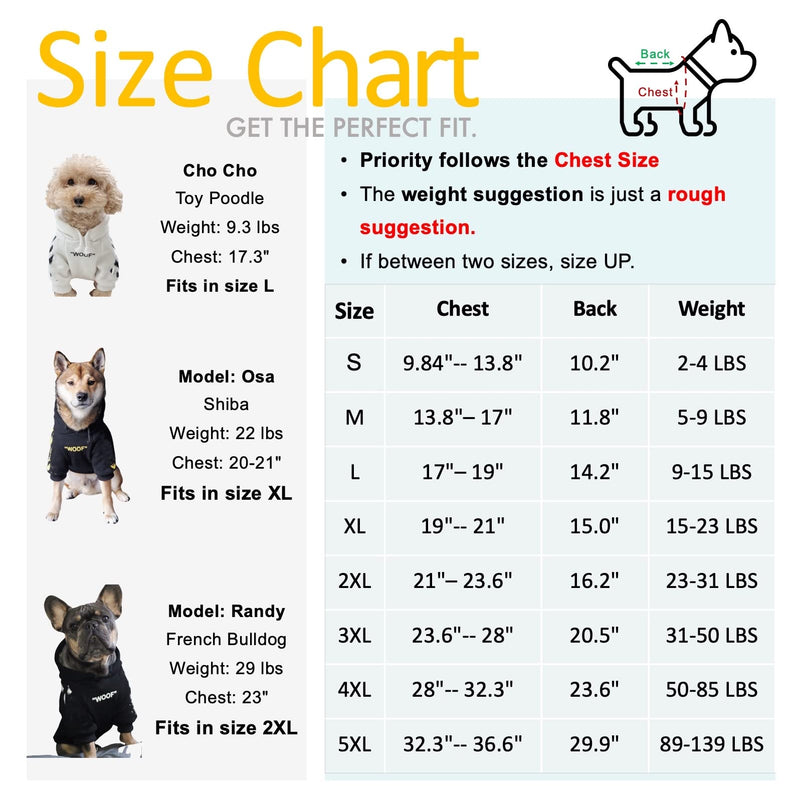 ChoChoCho Stylish Dog Hoodie Dog Clothes Streetwear Cotton Sweatshirt Fashion Outfit for Dogs Cats Puppy Small Medium Large 2XL (Chest: 21''-23.6'' / Suggest: 23-31 lbs) Black - BeesActive Australia