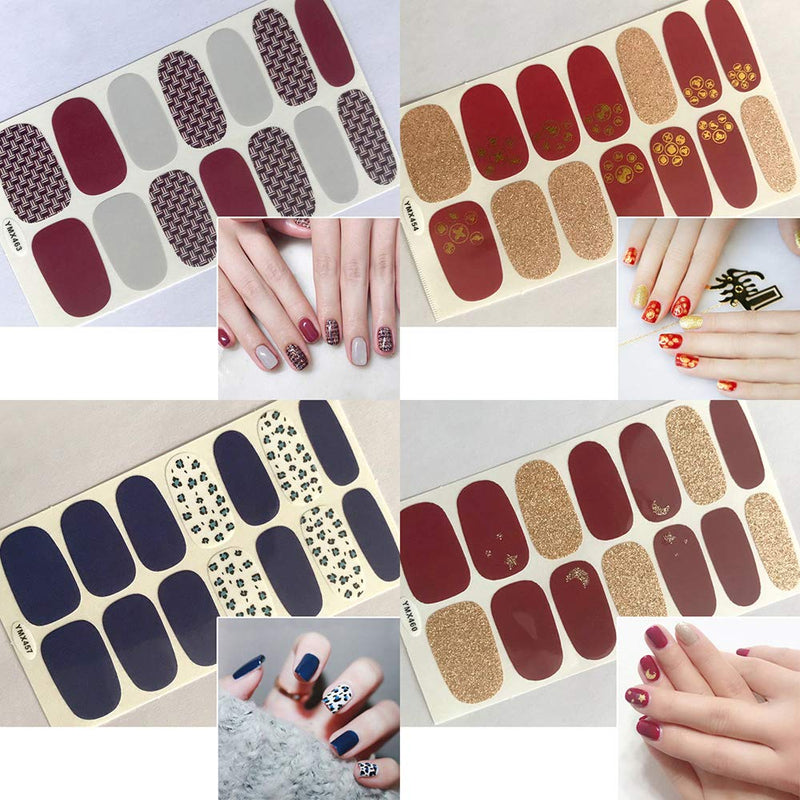 SILPECWEE 20 Sheets Adhesive Nail Polish Wraps Decals Tips and 1Pc Nail File Glitter Nail Art Stickers Strips Set Manicure Kit for Women NO2 - BeesActive Australia