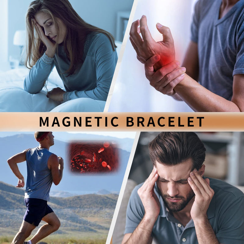 MagEnergy Magnetic Bracelets for Men Titanium Steel Black Bracelet 8.5 inches Adjustable (Gold Black) Gold Black - BeesActive Australia