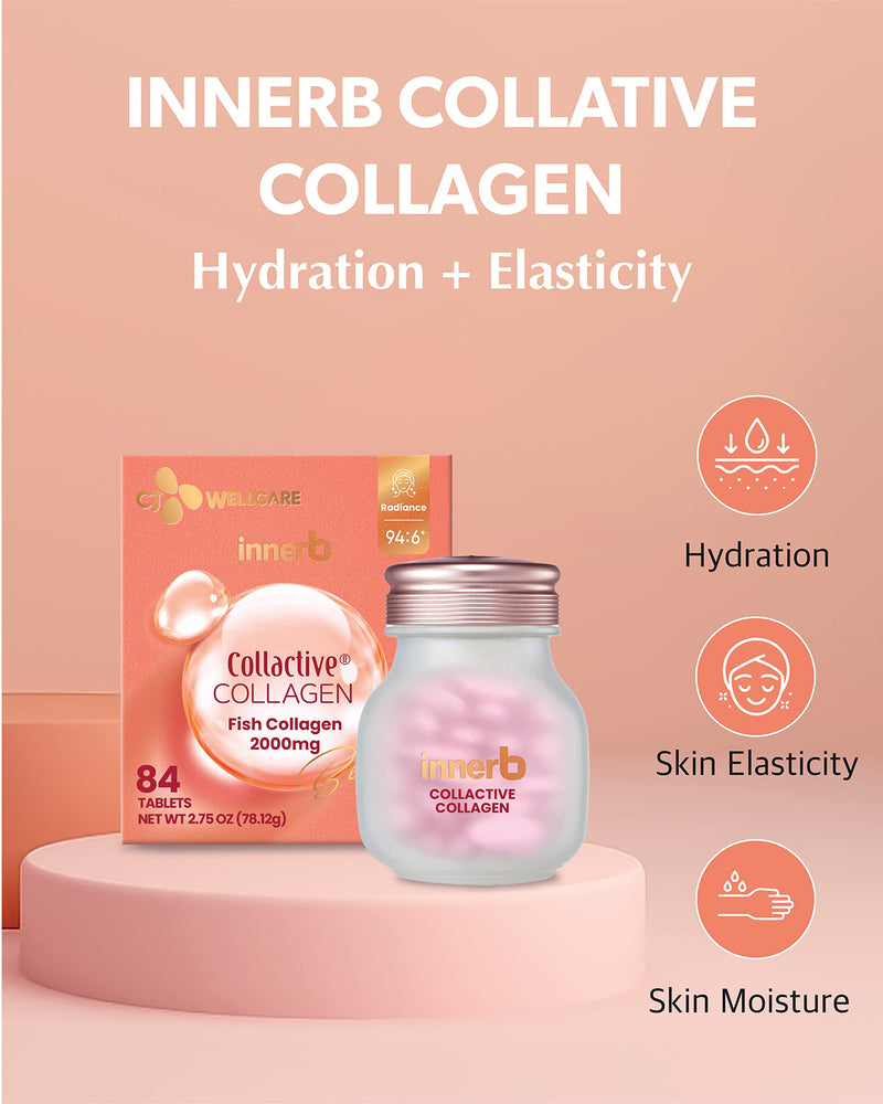 CJ Wellcare Innerb Collactive Collagen (28 Servings, 4 Weeks) - Skin Elasticity Care. Small Molecule Collagen, Elsatin, Biotin, Vitamin C - BeesActive Australia