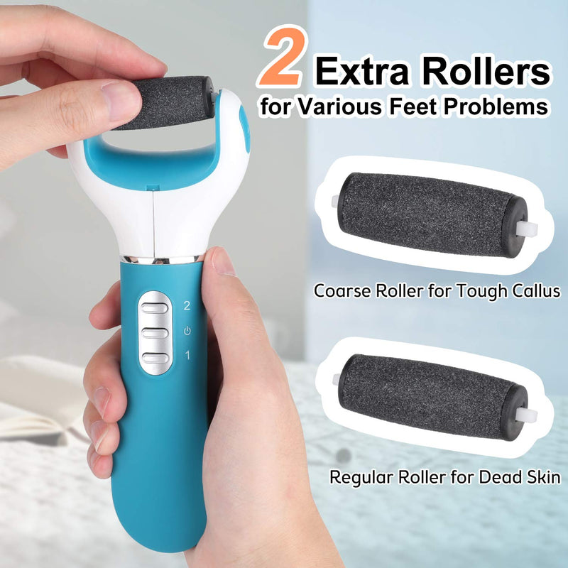 DMH Callus Remover for Feet, Portable Electronic Foot File Pedicure Tool, Dead Skin Remover for Feet, with 3 Rollers and 1 Cleaning Brush, Rechargeable (Blue) - BeesActive Australia