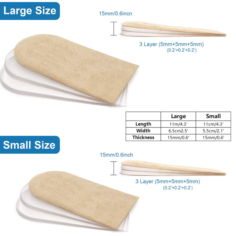PrettSole Adjustable Heel Lifts(3 Layers), 5mm to 15mm Height Increase Insoles for Leg Length Discrepancy - Small Shoe Lifts for Women, Shoe Inserts Comfort Half Foot Pads for Heel Pain - 1 Pair Small(3 Lays) - BeesActive Australia